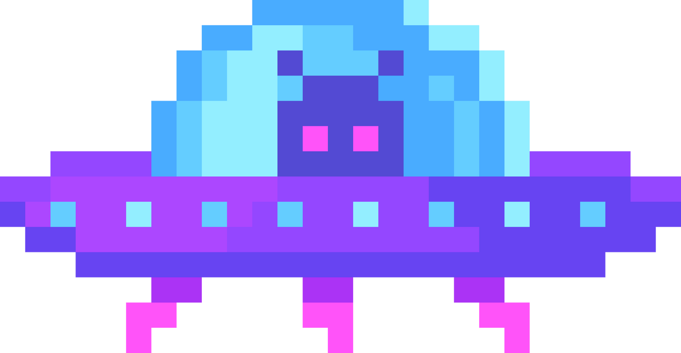 Pixel art UFO spaceship, alien shuttle